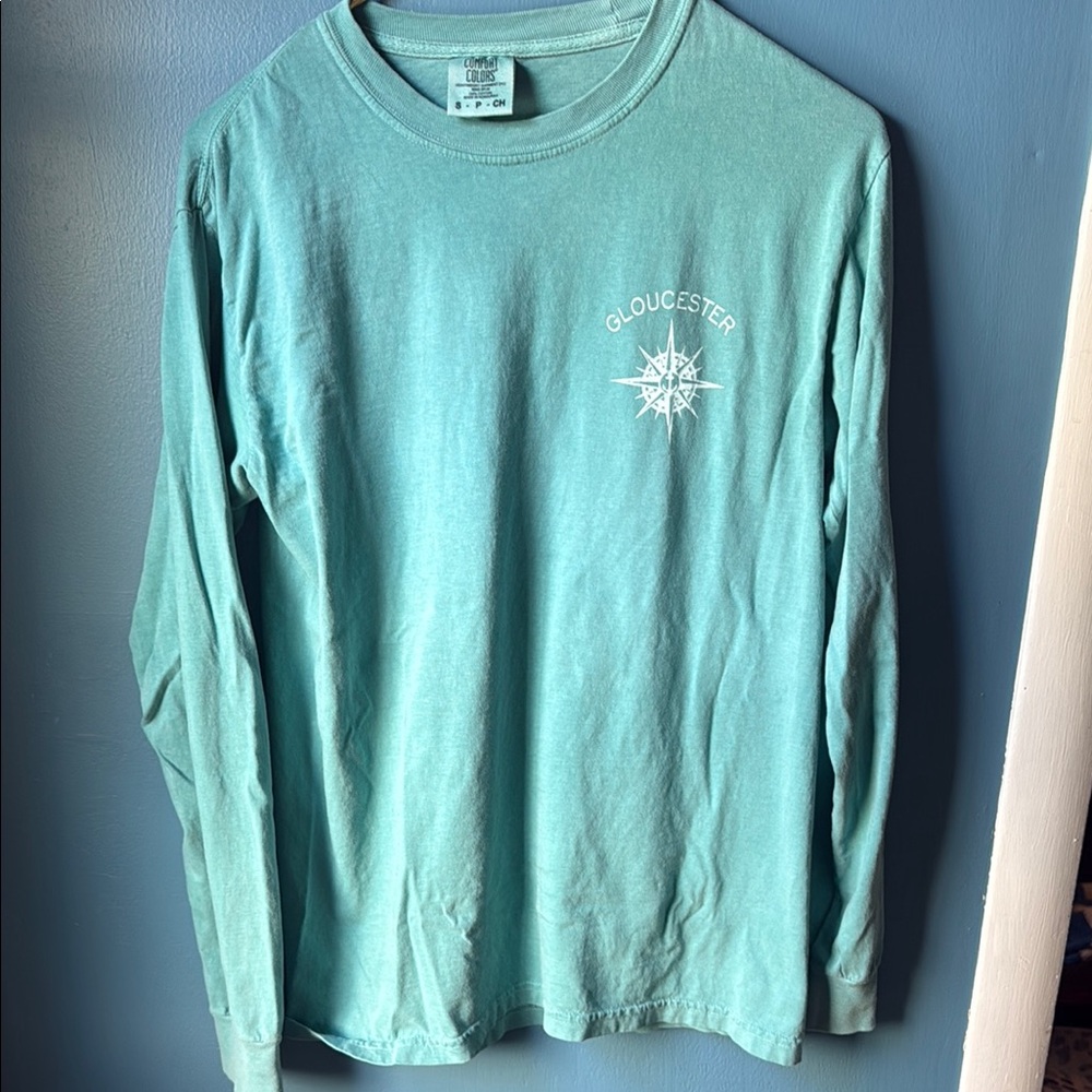 Gloucester MA Compass Long-Sleeve Tee - Seafoam Green